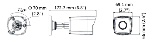 Размеры уличной камеры видеонаблюдения Hiwatch DS-I200(c)